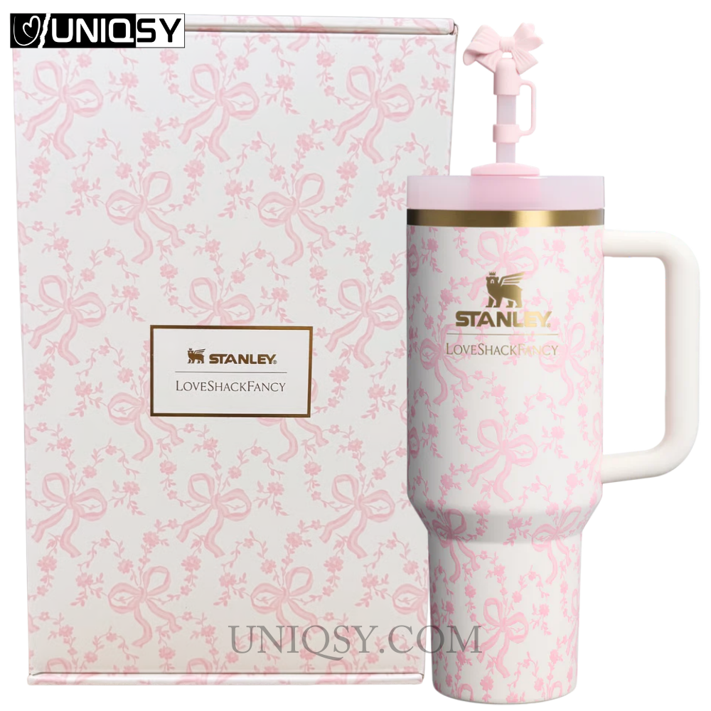Stanley X LoveShackFancy Holiday 40 OZ Tumbler - Coquette Bow Chantilly