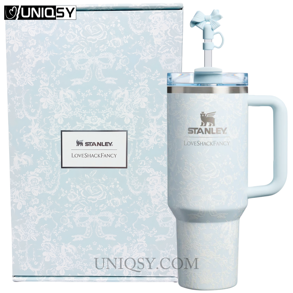 Stanley X LoveShackFancy Holiday 40 OZ Tumbler - Toscana Toile Alpine Blue