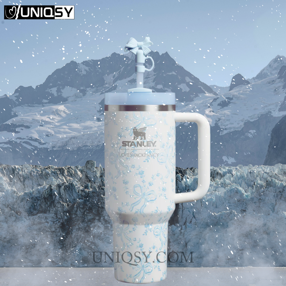 Stanley X LoveShackFancy Holiday 40 OZ Tumbler - Coquette Bow Winter Ice